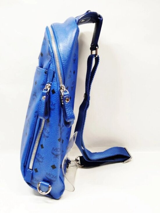 Authentic MCM Stark Blue Visetos Leather Backpack Unisex Designer Bag main image 5